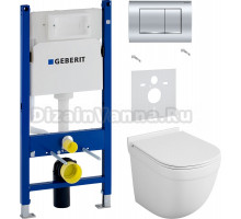 Комплект Унитаз подвесной Owl 1975 Eld TOWLT190101 безободковый + Шумоизоляция Geberit 156.050.00.1 + Инсталляция Duofix Delta 458.163.21.1 с кнопкой смыва, хром