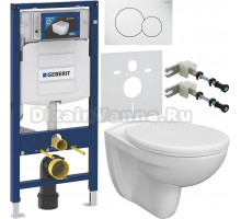 Комплект Унитаз подвесной DIWO Анапа безободковый + Крышка 800-003-709 дюропласт, с микролифтом + Шумоизоляция Geberit 156.050.00.1 + Инсталляция Duofix UP 320 111.300.00.5 + Кнопка Sigma 01 115.770.11.5 белая + Крепления 111.815.00.1 к стене