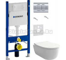 Комплект Унитаз подвесной BOCCHI V-Tondo Rimless 1417-001-0129 белая глянцевая + Крышка A0336-001 с микролифтом, глянцевая белая + Шумоизоляция Geberit 156.050.00.1 + Инсталляция Duofix Delta 458.149.21.1 с кнопкой смыва, хром