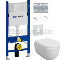 Комплект Унитаз подвесной BOCCHI V-Tondo Rimless 1417-001-0129 белая глянцевая + Крышка A0302-001 с микролифтом, глянцевая белая + Шумоизоляция Geberit 156.050.00.1 + Инсталляция Duofix Delta 458.149.21.1 с кнопкой смыва, хром