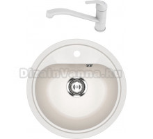 Комплект Мойка кухонная Ulgran U-700 -341 ультра-белая + Смеситель Milardo Meal M02WTR0M05 белый