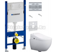 Комплект Унитаз подвесной AM.PM Awe C111700WH + Крышка Admire CCC7851WH с функцией биде, петли хром + Шумоизоляция Geberit 156.050.00.1 + Инсталляция Duofix Delta 458.149.21.1 с кнопкой смыва, хром