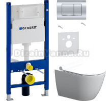 Комплект Унитаз подвесной STWORKI Нюборг HCNBG1700SC безободковый, с микролифтом + Шумоизоляция Geberit 156.050.00.1 + Инсталляция Duofix Delta 458.163.21.1 с кнопкой смыва, хром