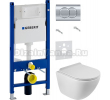 Комплект Унитаз подвесной BelBagno Amanda BB051CHR безободковая + Крышка BB051SC с микролифтом + Инсталляция Geberit Duofix Delta 458.149.21.1 с кнопкой смыва, хром + Шумоизоляция 156.050.00.1