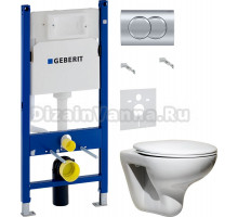 Комплект Унитаз подвесной Roca Mateo 346200000 + Крышка DIWO Матео 0346 с микролифтом + Инсталляция Geberit Duofix Delta 458.149.21.1 с кнопкой смыва, хром + Шумоизоляция 156.050.00.1