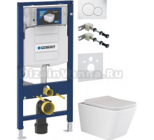 Комплект Унитаз подвесной Ceramicanova Metric Rimless CN3007 с микролифтом, безободковый + Крепления Geberit Duofix 111.815.00.1 к стене + Шумоизоляция 156.050.00.1 + Инсталляция UP 320 111.300.00.5 + Кнопка Sigma 01 115.770.11.5 белая