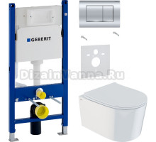 Комплект Унитаз подвесной IDDIS Stone STORDSEi25 + Инсталляция Geberit Duofix Delta 458.163.21.1 с кнопкой смыва, хром + Шумоизоляция 156.050.00.1