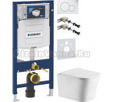 Комплект Унитаз подвесной Cerutti Spa Marmolada Aria 7778 безободковый, с микролифтом + Крепления Geberit Duofix 111.815.00.1 к стене + Шумоизоляция 156.050.00.1 + Инсталляция UP 320 111.300.00.5 + Кнопка Sigma 01 115.770.11.5 белая
