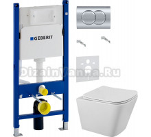Комплект Унитаз подвесной BelBagno Ardente-R BB520CHR безободковая + Крышка Due BB3103/3106SC с микролифтом + Инсталляция Geberit Duofix Delta 458.149.21.1 с кнопкой смыва, хром + Шумоизоляция 156.050.00.1