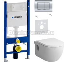 Комплект Унитаз подвесной AM.PM Like C801701SC FlashClean с микролифтом + Шумоизоляция Geberit 156.050.00.1 + Инсталляция Duofix Delta 458.163.21.1 с кнопкой смыва, хром