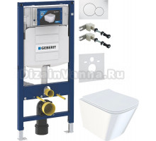 Комплект Унитаз подвесной IDDIS Bild BILRDSEi25 безободковый, с микролифтом + Крепления Geberit Duofix 111.815.00.1 к стене + Шумоизоляция 156.050.00.1 + Инсталляция UP 320 111.300.00.5 + Кнопка Sigma 01 115.770.11.5 белая