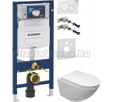 Комплект Унитаз подвесной Cerutti Spa Sella Aria 7183 безободковый, с микролифтом + Крепления Geberit Duofix 111.815.00.1 к стене + Шумоизоляция 156.050.00.1 + Инсталляция UP 320 111.300.00.5 + Кнопка Sigma 01 115.770.11.5 белая