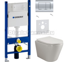 Комплект Унитаз подвесной Ceramicanova Highlight Rimless CN1804 с микролифтом, безободковый + Шумоизоляция Geberit 156.050.00.1 + Инсталляция Duofix Delta 458.163.21.1 с кнопкой смыва, хром