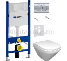 Комплект Унитаз подвесной Jacob Delafon Modern Life E77725-0 + Крышка E77168-0 с микролифтом + Инсталляция Geberit Duofix Delta 458.149.21.1 с кнопкой смыва, хром + Шумоизоляция 156.050.00.1