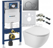 Комплект Унитаз подвесной BelBagno Sfera-r BB046CH-TOR безободковая + Крышка BB870SC с микролифтом + Инсталляция Geberit Duofix UP 320 111.300.00.5 + Кнопка Sigma 01 115.770.JQ.5 лакированная, матовый хром + Крепления 111.815.00.1 к стене + Шумоизоляция 1