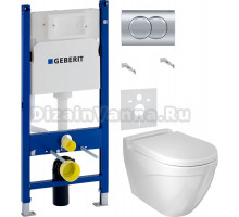 Комплект Унитаз подвесной BOCCHI Taormina Arch 1012-001-0129 белая + Крышка A0302-001 с микролифтом, глянцевая белая + Инсталляция Geberit Duofix Delta 458.149.21.1 с кнопкой смыва, хром + Шумоизоляция 156.050.00.1