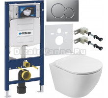 Комплект Унитаз подвесной BelBagno Sfera-r BB046CH-TOR безободковая + Крышка Piano BB2111SC с микролифтом + Инсталляция Geberit Duofix UP 320 111.300.00.5 + Кнопка Sigma 01 115.770.JQ.5 лакированная, матовый хром + Крепления 111.815.00.1 к стене + Шумоизо