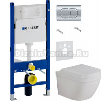 Комплект Унитаз подвесной Grohe Euro Ceramic 39328000 + Крышка 39330001 с микролифтом + Инсталляция Geberit Duofix Delta 458.149.21.1 с кнопкой смыва, хром + Шумоизоляция 156.050.00.1