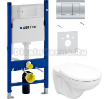 Комплект Унитаз подвесной Керамин Гранд R МЛ CDB00022814 безободковый, с микролифтом + Шумоизоляция Geberit 156.050.00.1 + Инсталляция Duofix Delta 458.163.21.1 с кнопкой смыва, хром
