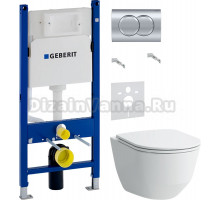 Комплект Унитаз подвесной Laufen Pro Rimless 8.2096.6.000.000.1 без ободка + Крышка 8.9896.6.000.000.1 с микролифтом, петли хром + Инсталляция Geberit Duofix Delta 458.149.21.1 с кнопкой смыва, хром + Шумоизоляция 156.050.00.1