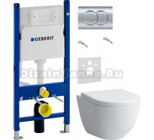 Комплект Унитаз подвесной Laufen Pro Rimless 8.2096.6.000.000.1 без ободка + Крышка 8.9695.1.300.000.1 с микролифтом, петли хром + Инсталляция Geberit Duofix Delta 458.149.21.1 с кнопкой смыва, хром + Шумоизоляция 156.050.00.1