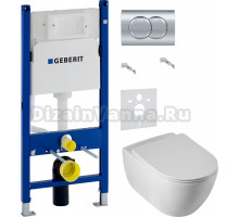 Комплект Унитаз подвесной Cezares Comfort CZR-191-TH/BS безободковая, с функцией биде + Крышка Stylus CZR-2316-SC с микролифтом + Инсталляция Geberit Duofix Delta 458.149.21.1 с кнопкой смыва, хром + Шумоизоляция 156.050.00.1