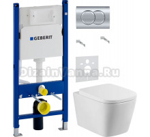 Комплект Унитаз подвесной BelBagno Albano BB120CHR + Крышка BB120SC с микролифтом + Инсталляция Geberit Duofix Delta 458.149.21.1 с кнопкой смыва, хром + Шумоизоляция 156.050.00.1