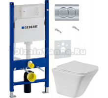 Комплект Унитаз подвесной BelBagno Marmi BB052CHR + Крышка BB052SC с микролифтом + Инсталляция Geberit Duofix Delta 458.149.21.1 с кнопкой смыва, хром + Шумоизоляция 156.050.00.1