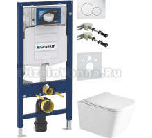 Комплект Унитаз подвесной SantiLine SL-5007 безободковый, с микролифтом + Крепления Geberit Duofix 111.815.00.1 к стене + Шумоизоляция 156.050.00.1 + Инсталляция UP 320 111.300.00.5 + Кнопка Sigma 01 115.770.11.5 белая
