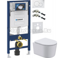 Комплект Унитаз подвесной Art&Max Bolzano AM001CHR/SC с микролифтом, белый + Крепления Geberit Duofix 111.815.00.1 к стене + Шумоизоляция 156.050.00.1 + Инсталляция UP 320 111.300.00.5 + Кнопка Sigma 01 115.770.11.5 белая