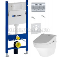 Комплект Унитаз подвесной AM.PM Inspire FlashClean C501700WH + Крышка Admire CCC7851WH с функцией биде, петли хром + Инсталляция Geberit Duofix Delta 458.149.21.1 с кнопкой смыва, хром + Шумоизоляция 156.050.00.1