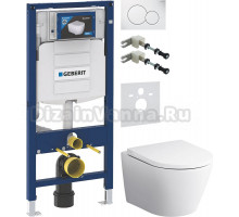 Комплект Унитаз подвесной AM.PM Sense C741701SC безободковый, с микролифтом + Крепления Geberit Duofix 111.815.00.1 к стене + Шумоизоляция 156.050.00.1 + Инсталляция UP 320 111.300.00.5 + Кнопка Sigma 01 115.770.11.5 белая