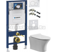 Комплект Унитаз подвесной STWORKI Дублин Db-01UP безободковый, с микролифтом, подвесной, с прямым выпуском, фарфоровый + Крепления Geberit Duofix 111.815.00.1 к стене + Шумоизоляция 156.050.00.1 + Инсталляция UP 320 111.300.00.5 + Кнопка Sigma 01 115.770.