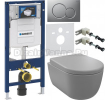 Комплект Унитаз подвесной BOCCHI V-Tondo 1417-006-0129 безободковая, серая матовая + Крышка A0302-006 с микролифтом, серая матовая + Инсталляция Geberit Duofix UP 320 111.300.00.5 + Кнопка Sigma 01 115.770.JQ.5 лакированная, матовый хром + Крепления 111.8