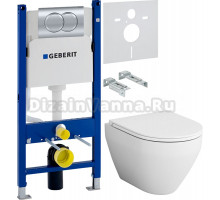 Комплект Унитаз подвесной AM.PM Spirit V2.0 с микролифтом + Инсталляция Geberit Duofix Delta 458.149.21.1 с кнопкой смыва, хром + Шумоизоляция 156.050.00.1