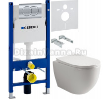 Комплект Унитаз подвесной Ceramicanova Mia Rimless CN1805 + Инсталляция Geberit Duofix Delta 458.149.21.1 с кнопкой смыва, хром + Шумоизоляция 156.050.00.1