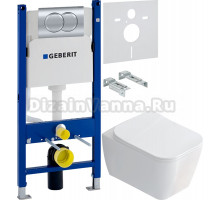 Комплект Унитаз подвесной STWORKI Монтре SETK3204-2616 безободковый, с микролифтом + Инсталляция Geberit Duofix Delta 458.149.21.1 с кнопкой смыва, хром + Шумоизоляция 156.050.00.1