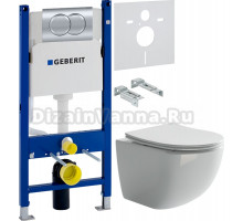 Комплект Унитаз подвесной Ceramicanova Forma CN3009 безободковый + Шумоизоляция Geberit 156.050.00.1 + Инсталляция Duofix Delta 458.149.21.1 с кнопкой смыва, хром