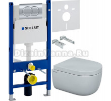 Комплект Унитаз подвесной Berges Ego Rimless 082122 с микролифтом, безободковый + Шумоизоляция Geberit 156.050.00.1 + Инсталляция Duofix Delta 458.149.21.1 с кнопкой смыва, хром