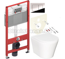 Комплект Унитаз подвесной Ceramicanova Forma CN3011 с микролифтом + Инсталляция TECE Now 9400412 4 в 1 с кнопкой смыва