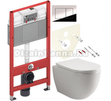 Комплект Унитаз подвесной Ceramicanova Mia Rimless CN1805 + Инсталляция TECE Now 9400412 4 в 1 с кнопкой смыва