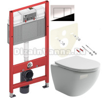 Комплект Унитаз подвесной Ceramicanova Metropol CN4002 безободковый + Инсталляция TECE Now 9400412 4 в 1 с кнопкой смыва