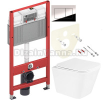 Комплект Унитаз подвесной BelBagno Due BB3103CHR/SC + Инсталляция TECE Now 9400412 4 в 1 с кнопкой смыва