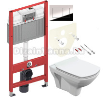 Комплект Унитаз подвесной Cersanit Carina XL Clean On DPL EO slim + Инсталляция TECE Now 9400412 4 в 1 с кнопкой смыва