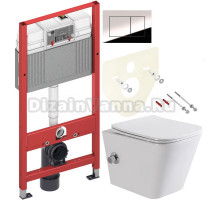 Комплект Унитаз подвесной BelBagno Due BB3103CHR-BS/SC с микролифтом, со смесителем и функцией биде + Инсталляция TECE Now 9400412 4 в 1 с кнопкой смыва