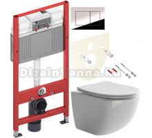 Комплект Унитаз подвесной Ceramicanova Forma CN3009 безободковый + Инсталляция TECE Now 9400412 4 в 1 с кнопкой смыва