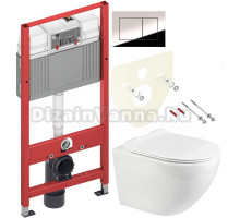 Комплект Унитаз подвесной BOND Oval F01-10 безободковый, с микролифтом, белый + Инсталляция TECE Now 9400412 4 в 1 с кнопкой смыва