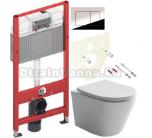 Комплект Унитаз подвесной Ceramicanova Balearica Rimless CN6000 белый + Инсталляция TECE Now 9400412 4 в 1 с кнопкой смыва