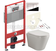 Комплект Унитаз подвесной Ceramicanova Highlight Rimless CN1804 с микролифтом, безободковый + Инсталляция TECE Now 9400412 4 в 1 с кнопкой смыва