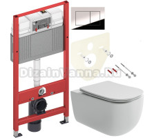 Комплект Унитаз подвесной Ceramicanova Noel CN3013 + Инсталляция TECE Now 9400412 4 в 1 с кнопкой смыва